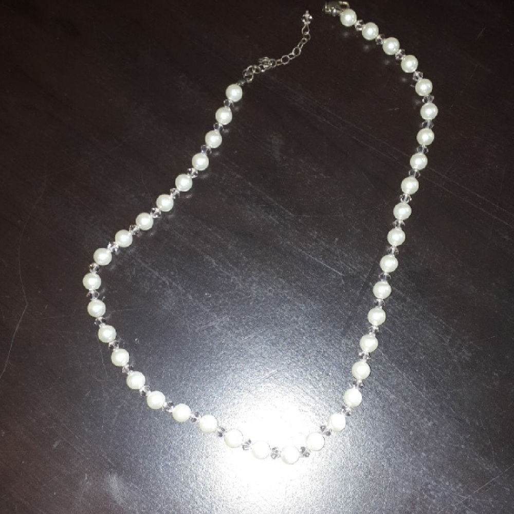 Elegant Swarovski Pink Crystal & White Pearl Necklace